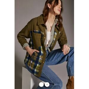 ANTHROPOLOGIE Pilcro Plaid Contrast Shirt Jacket // XS